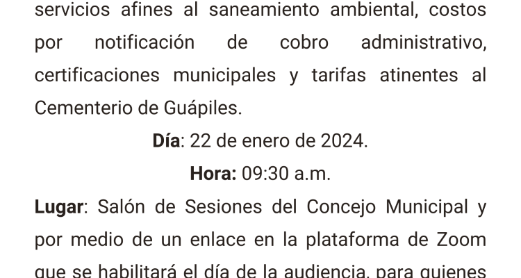 Municipalidad convoca a Audiencia Pública: